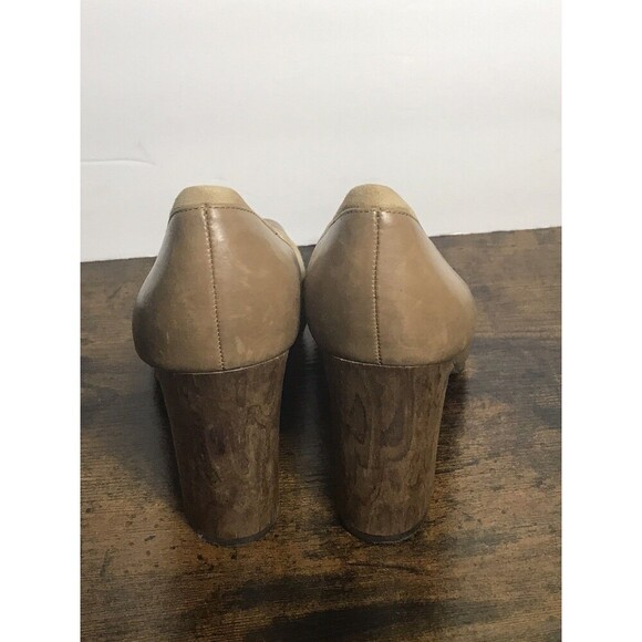 Banana Republic Heels Womens 7 Brown Taupe Leather Suede Open Toe Pump Office - Picture 4 of 10
